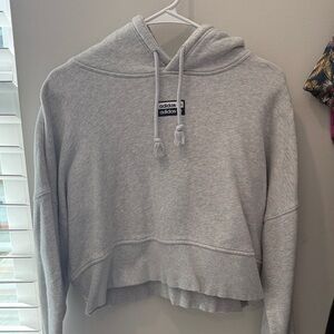 Adidas Women's Light Gray Cropped Hoodie